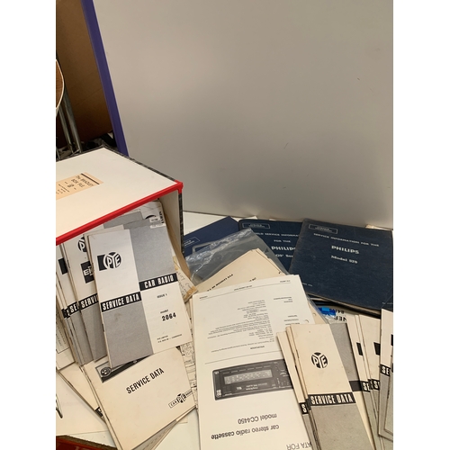 483 - Quantity of vintage Pye & Philips service manuals for Televisions, radios and car radios from the 50... 