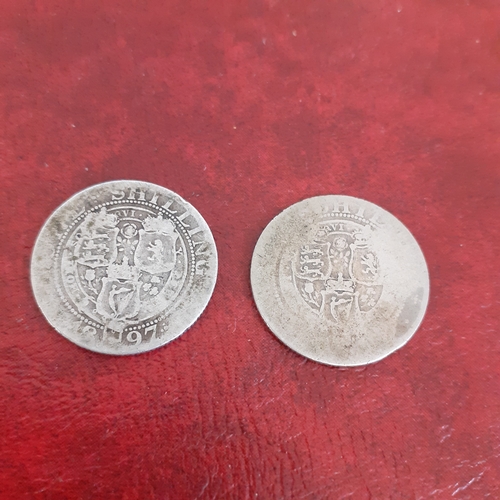 43A - 2 x Queen Victoria silver shillings. One dated 1897 and one is nor legible. See pictures for detail