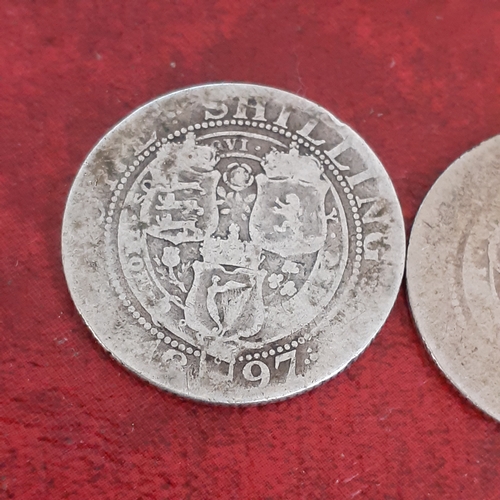 43A - 2 x Queen Victoria silver shillings. One dated 1897 and one is nor legible. See pictures for detail