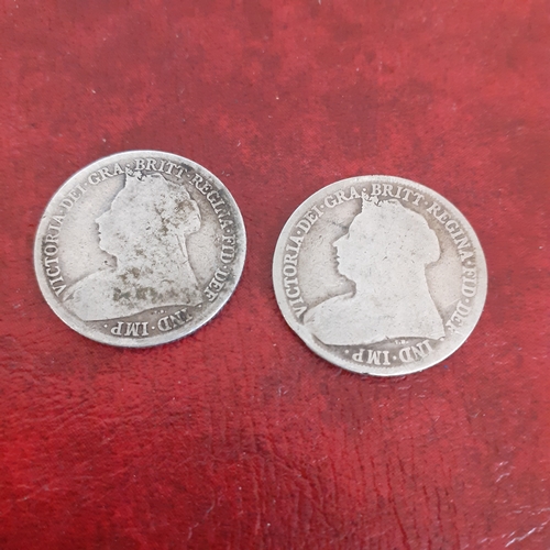 43A - 2 x Queen Victoria silver shillings. One dated 1897 and one is nor legible. See pictures for detail