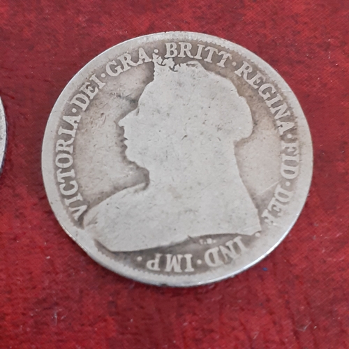 43A - 2 x Queen Victoria silver shillings. One dated 1897 and one is nor legible. See pictures for detail