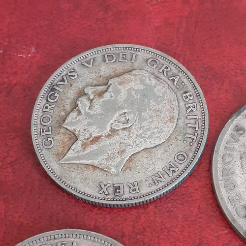 44A - 4 x half crowns dated 1923, 1924, 1927, 1928. See pictures for detail