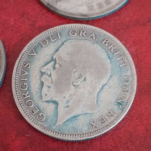 44A - 4 x half crowns dated 1923, 1924, 1927, 1928. See pictures for detail