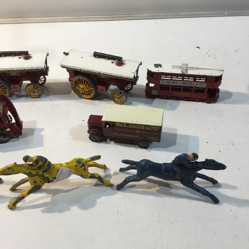 59 - Set of vintage die cast toys inc Chad Valley horses & Lesney carriages