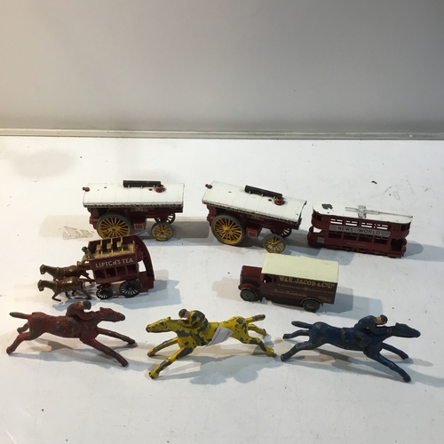 59 - Set of vintage die cast toys inc Chad Valley horses & Lesney carriages