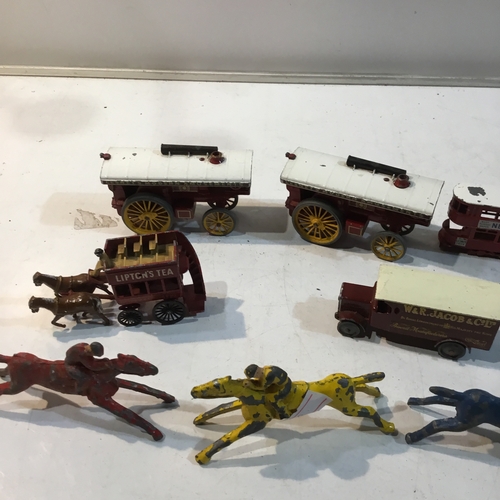 59 - Set of vintage die cast toys inc Chad Valley horses & Lesney carriages