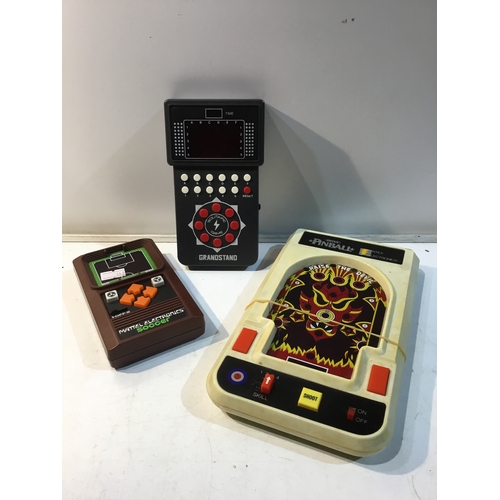 61 - Mattel Electronics soccer, grandstand & Entex pinball handheld games