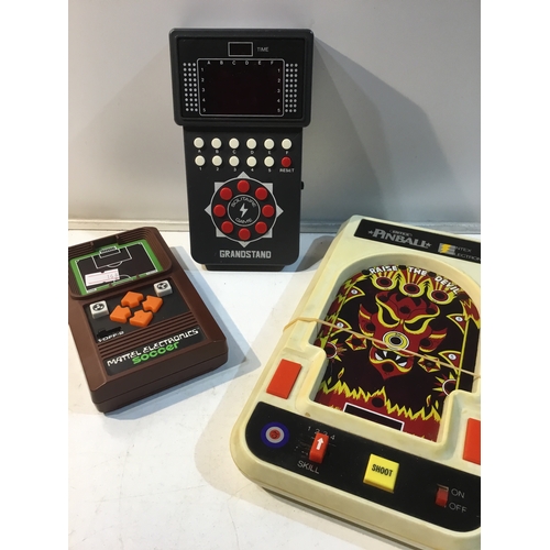 61 - Mattel Electronics soccer, grandstand & Entex pinball handheld games