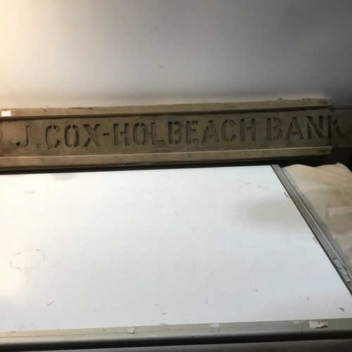 64 - Wooden sign ‘J Cox Holbeach Bank’ - 80cm long