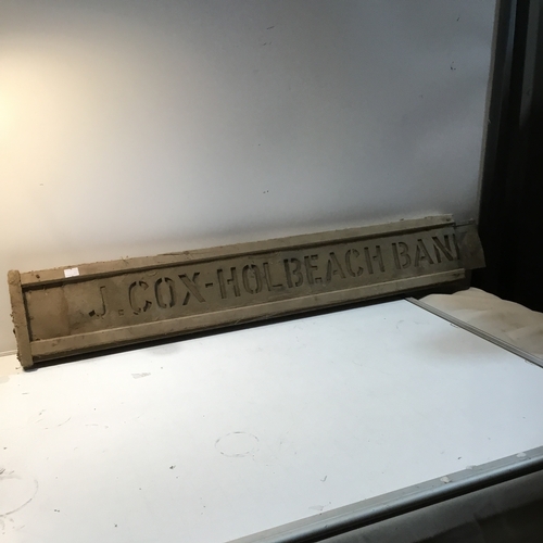 64 - Wooden sign ‘J Cox Holbeach Bank’ - 80cm long