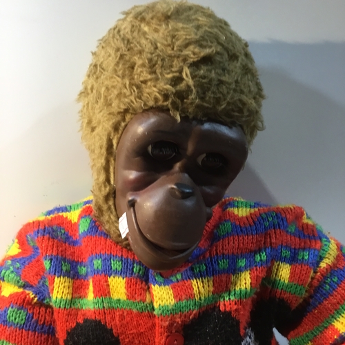 86 - Vintage brown monkey with hand stitched clothing