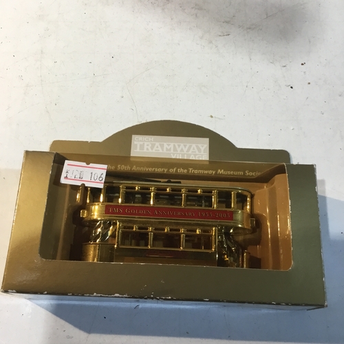 120 - Crich tramway village diecast golden tram in box