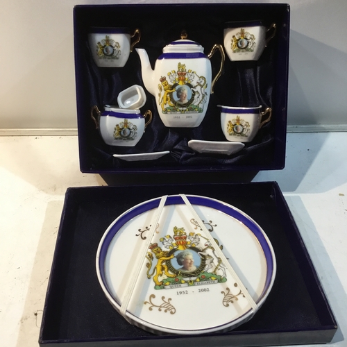 125 - The Queens Golden Jubilee 2002 boxed miniature tea service set