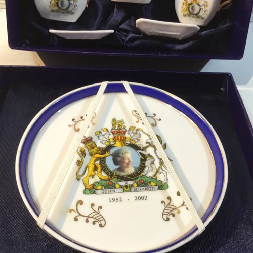 125 - The Queens Golden Jubilee 2002 boxed miniature tea service set