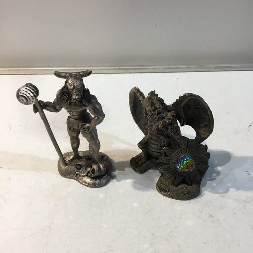 132 - The Tudor Mint Pewter figures inc The Minotaur & The Sun Dragon