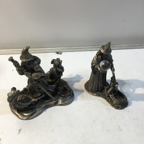 151 - The Tudor Mint Pewter figures inc The Magic of the Crystal and The Wizard of the Lake