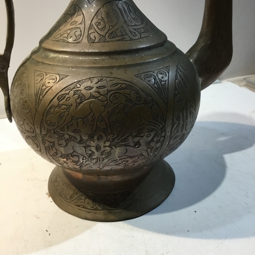 160 - Large brass coffee pot - intricate detail - 50cm tall