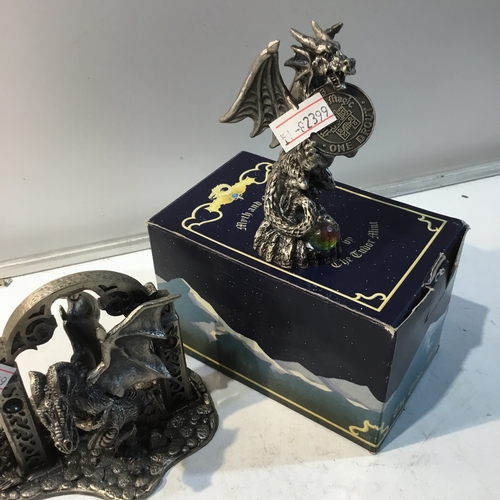 169 - The Tudor Mint Pewter figures inc The Dragons Arch and The Dragons Rock