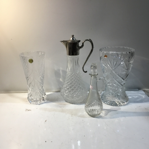 170 - Crystal glass lot inc decanters and vases - featuring Cristal d’arques