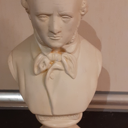 270 - Mendelssohn bust. Approx 8 inches tall. Probably a coated plaster. Nice detail. Might benefit a clea... 