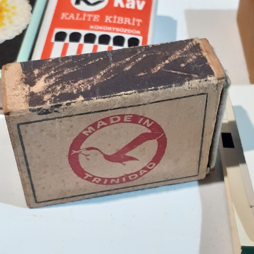 251 - 2 shoe boxes full of old, mostly vintage matchboxes and matchbooks. A lot contain original matches. ... 