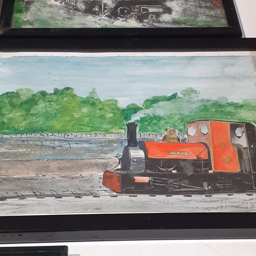 253 - Various railway related paintings and drawings. Includes a Terence Cunio dated April 1967. Overall g... 