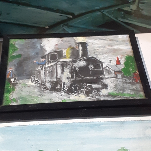 253 - Various railway related paintings and drawings. Includes a Terence Cunio dated April 1967. Overall g... 