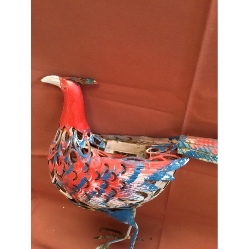 32 - Multi coloured metal garden cockerel figure