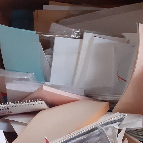 21B - Very large stationary lot. Mostly paper and envelopes, folders and notepads, greetings cards etc. Se... 