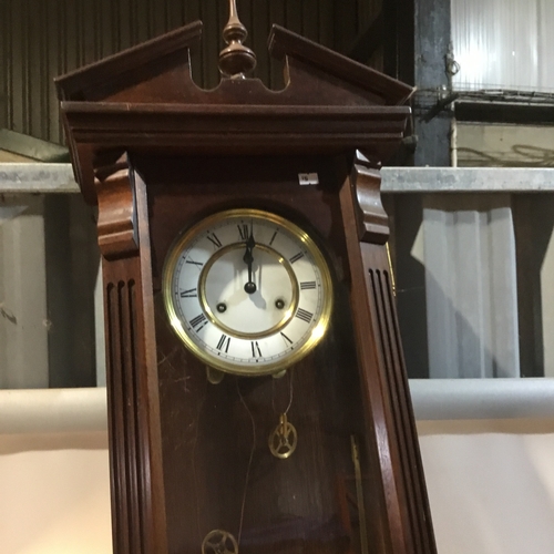 175 - Long cased Fenclocks - hand made 1988 - German movement wall clock - with weights - 115cm long