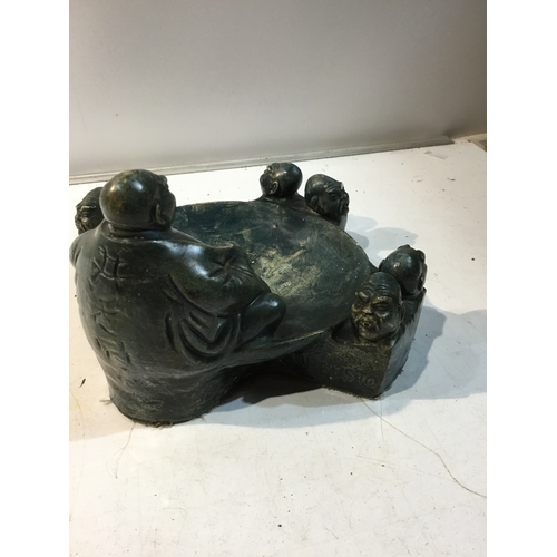 193 - Green Buddha & Buddha head resin bowl