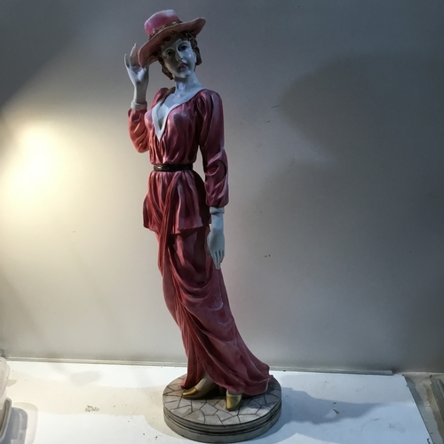 198 - Stylish lady figurine in pink fancy dress - 60cm tall