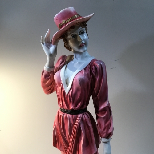 198 - Stylish lady figurine in pink fancy dress - 60cm tall