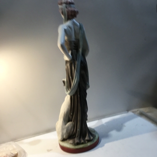 202 - Stylish lady figurine with canine friend - 60cm tall