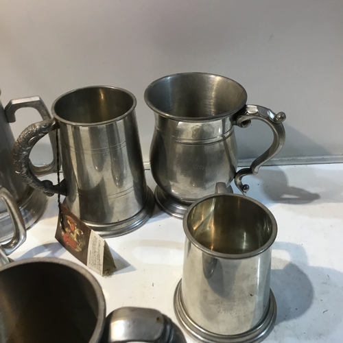 205 - Quantity of pewter tankards