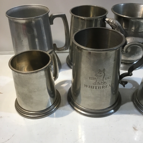 205 - Quantity of pewter tankards