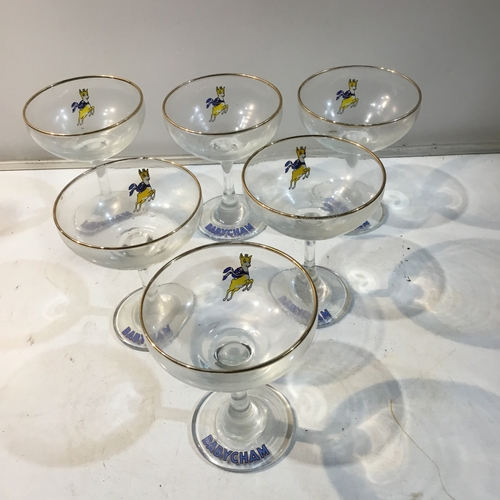 213 - Set of 6 Babycham glasses with yellow fawn