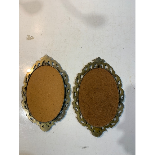 224 - Pair of small cushion print ballerinas in gold gilt frames