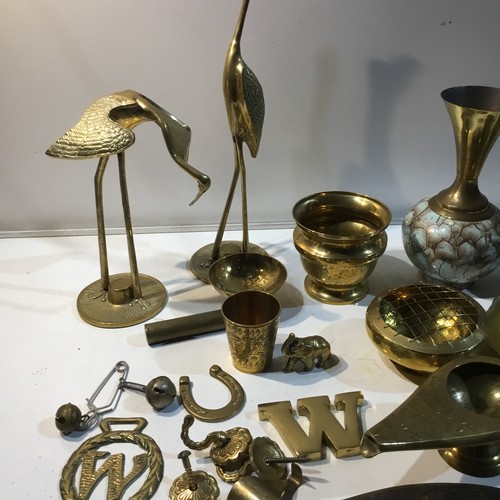 189 - Large brass collectible lot inc birds, detailed vases & more