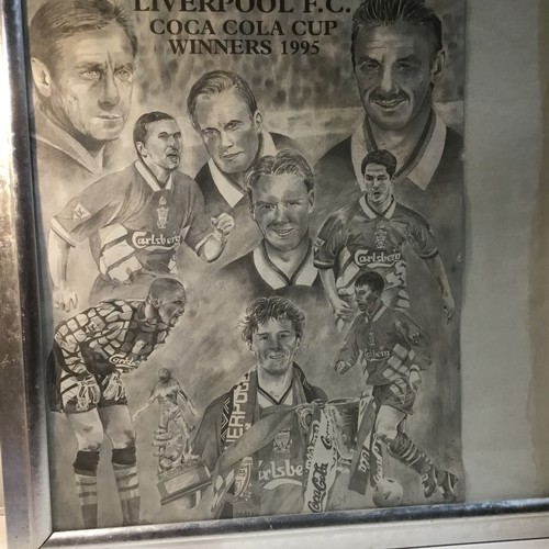 195 - Liverpool FC Coca Cola cup winners 1995 black & white print - 50x40cm