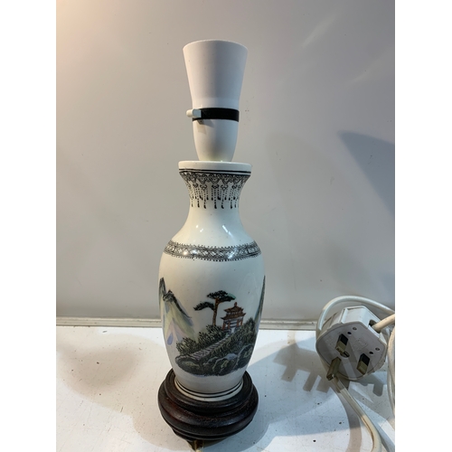 301 - Oriental porcelain table lamp with oriental writing