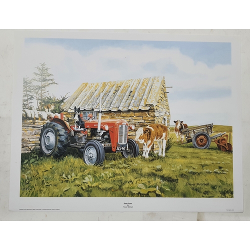 319 - Landrover and Tractor prints. 2 colour prints by Trevor Mitchell. “Nearly Home” and “Tasty Tyres”. S... 