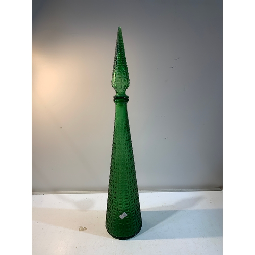 320 - Unusual Green glass large decanter - 60cm tall