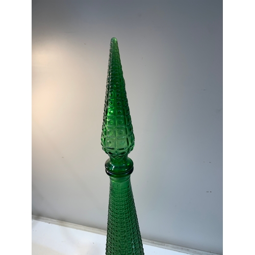 320 - Unusual Green glass large decanter - 60cm tall