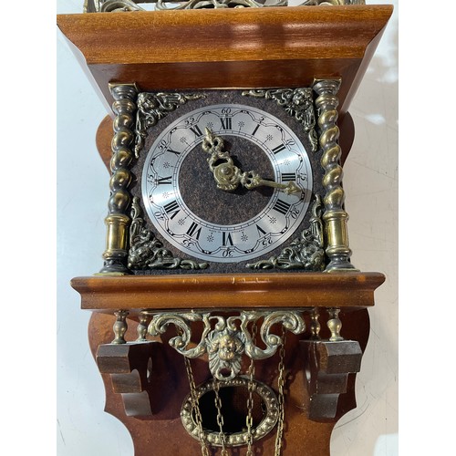 333 - Wall hanging brass movement clock - Nu Elck Syn Sin - with weights