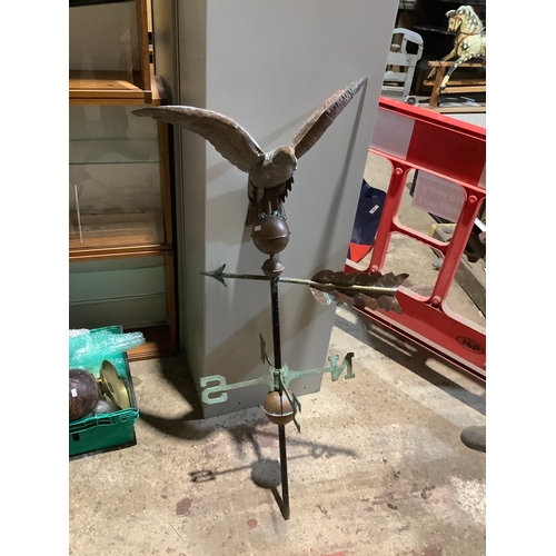 334 - Large copper made weather vane with bird of prey mounted to the top - fantastic weathered appeal - 1... 