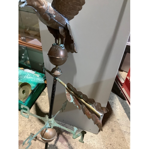 334 - Large copper made weather vane with bird of prey mounted to the top - fantastic weathered appeal - 1... 