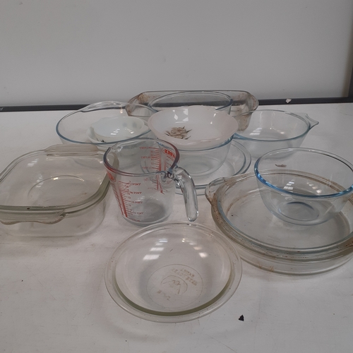 5 - Pyrex lot with some Arcopel and other makes. Includes a measuring jug and various dishes and glasswa... 