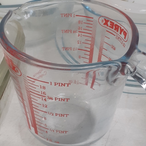 5 - Pyrex lot with some Arcopel and other makes. Includes a measuring jug and various dishes and glasswa... 