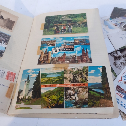 16 - Random postcards, some loose and some stuck into a book. Various locations with most written on show... 